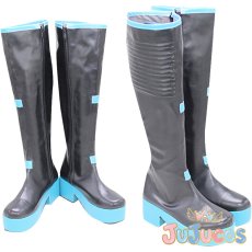 画像1: 初音ミク　公式衣装(標準)　コスプレ靴　VOCALOID　コスプレブーツ　JUJUcosplay (1)