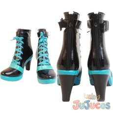 画像1: 初音ミク　16周年記念　コスプレ靴　VOCALOID　コスプレブーツ　JUJUcosplay (1)