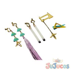 画像1: VTuber　甲斐田晴　VΔLZ衣装　三華の樂　耳飾り+ヘッドアクセ+ネクタイピン　コスプレ道具　バーチャルYouTuber　コスプレ小物　JUJUcosplay (1)