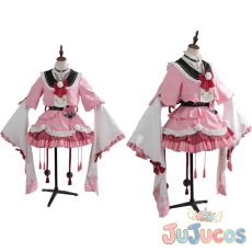 画像1: VTuber　百鬼あやめ　和風メイド衣装　コスプレ衣装　バーチャルYouTuber　コスチューム　JUJUcosplay (1)