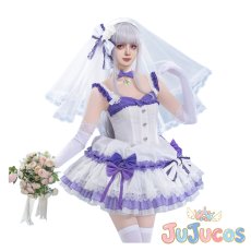 画像1: エミリア　ウエディングドレス　コスプレ衣装　Re:ゼロから始める異世界生活　コスチューム　JUJUcosplay (1)