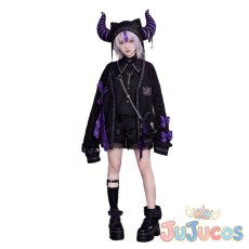 画像4: Vtuber　ラプラス・ダークネス（La+ Darknesss）　ラプルイおそろいゴシック衣装　コスプレ衣装　バーチャルYouTuber　コスチューム　JUJUcosplay (4)