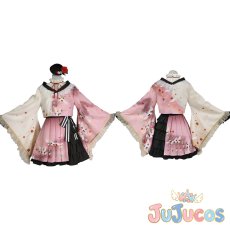 画像1: 朝比奈まふゆ　和風ロリータファッション　優しさに励まされて　コスプレ衣装　プロジェクトセカイ カラフルステージ！ feat. 初音ミク　コスチューム　JUJUcosplay (1)