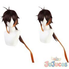 画像1: げんしん　鍾離　ショウリ　コスプレウィッグ　原神　コスプレ鬘　JUJUcosplay (1)
