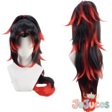 画像1: 黒死牟　コスプレウィッグ　鬼滅の刃　コスプレ鬘　JUJUcosplay (1)