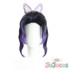 画像2: 胡蝶しのぶ　ヘアアクセサリーなし　コスプレウィッグ　鬼滅の刃　コスプレ鬘　JUJUcosplay (2)