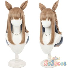画像1: アーモンドアイ　勝負服　コスプレウィッグ　ウマ娘プリティーダービー　コスプレ鬘　JUJUcosplay (1)
