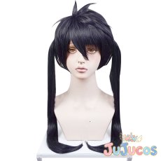 画像2: 環 古達　第8特殊消防隊　黒髪のツインテール　コスプレウィッグ　炎炎ノ消防隊　コスプレ鬘　JUJUcosplay (2)