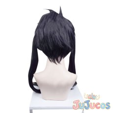 画像5: 環 古達　第8特殊消防隊　黒髪のツインテール　コスプレウィッグ　炎炎ノ消防隊　コスプレ鬘　JUJUcosplay (5)