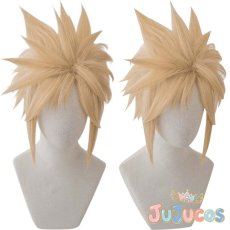 画像1: ファイナルファンタジーVII リメイク　クラウド・ストライフ　コスプレウィッグ　FINAL FANTASY VII　コスプレ鬘　JUJUcosplay (1)